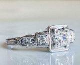 2ct Round Diamond Milgrain Vintage Inspired Engagement Ring 14k WhiteGold Finish