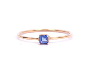 0.5ct Engagement Ring Princess Cut Blue Tanzanite Solitaire 14k Rose Gold Finish