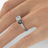 2ct Round Cut Black Diamond Three Stone Engagement Ring 14k White Gold Finish