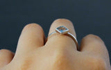 0.6ct Princess Cut Blue Aquamarine Solitaire Engagement Ring 14k White Gold Over