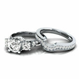 5Ct Round Cut VVS1/D Diamond Bridal Set Cocktail Ring Band 14K White Gold Finish