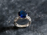 1.2ct Engagement Ring Round Cut Blue Sapphire Infinity 14k White Gold Finish