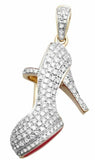 2.5ct Round Cut Diamond Pendant High Heel Sandal Charm 14k Yellow Gold Finish