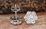 Flower Women Stud Earrings 1.2ct Round Cut VVS1D Diamond 14k White Gold Finish