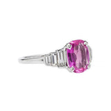 2ct Cushion Cut Pink Sapphire Engagement Ring Baguette Accent 14k WhiteGold Over