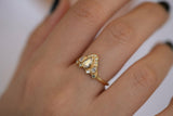 1.5ct Pear Cut Diamond Engagement Ring 14k Yellow Gold Finish Egyptian Crown