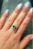 2ct Engagement Ring Round Cut Green Emerald Two Stone Swirl 14k WhiteGold Finish