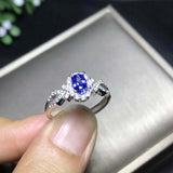 1ct Oval Cut Blue Tanzanite Engagement Ring Halo 14k WhiteGold Over Round Accent