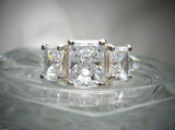 Trilogy Solitaire Engagement Ring 2.5ct Radiant Cut Diamond 14k WhiteGold Finish