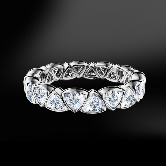 5Ct Trillion Cut Diamond Gatsby Iced Eternity Wedding Band 14K White Gold Finish