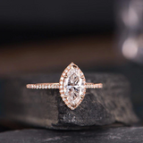 1ct Marquise Cut Diamond Engagement Ring 14k Rose Gold Over Halo Marquise Shape