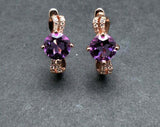 2.6ct Drop Earrings Round Cut Purple Amethyst Split Shank 14k Rose Gold Finish