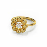 1ct Engagement Ring Round Cut Diamond Floral Solitaire 14k Yellow Gold Finish