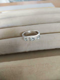 2.5ct Wedding Band Oval Cut Aquamarine Stylish Three Stone 14k White Gold Finish