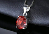 2.3ct Red Garnet Pendant Oval Cut Solitaire Women 14k White Gold Finish NO CHAIN