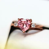 1ct Heart Cut Morganite Engagement Ring Diamond Accent Trilogy 14k RoseGold Over