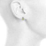 1.5ct Stud Earrings Pear Cut Peridot Intertwined Dangling 14k White Gold Finish