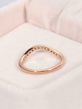 Curved Minimalist Wedding Ring Band 0.3ct Round Cut Diamond 14k Rose Gold Finish