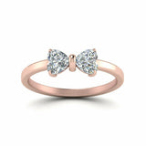 1ct Heart Cut VVS1D Diamond Bow Design Engagement Ring 14k Rose Gold Finish