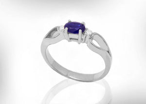 1.2ct Oval Purple Amethyst Trilogy Split Band Engagement Ring 14k WhiteGold Over