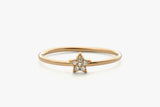 Star Shaped Minimalist Engagement Ring 0.5ct Round Diamond 14k Yellow Gold Over