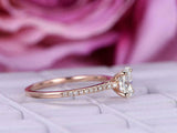 Solitaire with Accents Engagement Ring 1.4ct Oval Cut Diamond 14k Rose Gold Over