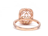 2ct Oval Cut Peach Morganite Milgrain Halo Engagement Ring 14k Rose Gold Finish