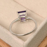 1ct Princess Cut Purple Amethyst Engagement Ring Solitaire 14k White Gold Finish