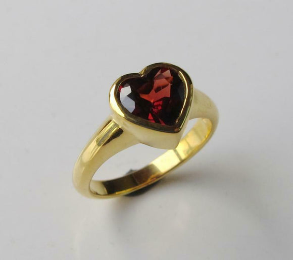 1.5ct Heart Cut Red Garnet Engagement Ring Solitaire Promise 14k YellowGold Over