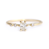 0.5ct Oval Cut Diamond Solitaire with Accents Petite Ring 14k Yellow Gold Finish