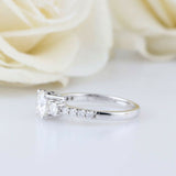 1.7ct Round Cut Diamond Engagement Ring Accents Trilogy 14k White Gold Finish