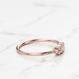 Thin Minimalist Petite Engagement Ring 0.5ct Round Cut Diamond 14k RoseGold Over