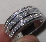 2.2Ct Princess Cut Diamond Half Eternity Wide Wedding Band 14K White Gold Finish