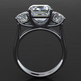 4ct Asscher Cut Diamond Engagement Ring 14k WhiteGold Over Round Accents Trilogy