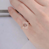 2ct Cushion Cut Peach Morganite Engagement Ring Halo Milgrain 14k Rose Gold Over