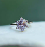 1ct Engagement Ring Round Cut Pink Sapphire Floral Solitaire 14k White Gold Over