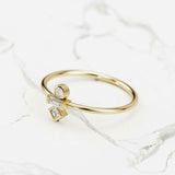 Minimalist Trilogy Engagement Ring 0.7ct Baguette Diamond 14k Yellow Gold Finish