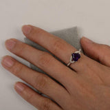 1.8ct Heart Cut Purple Amethyst Engagement Ring Leaf Accent 14k WhiteGold Finish