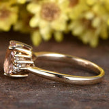 1.5ct Oval Cut Morganite Petite Round Accents Solitaire Ring 14k YellowGold Over