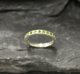 1ct Wedding Band Round Cut Green Peridot Half Eternity 14k White Gold Finish