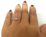 0.5ct Round Cut Pink Sapphire Trilogy Minimalist Ring 14k Rose Gold Finish