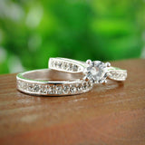 3Ct Round Cut Diamond Bridal Wedding Set Engagement Ring 14K White Gold Finish