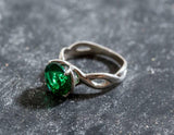 1.2ct Engagement Ring Round Cut Green Emerald Infinity 14k White Gold Finish