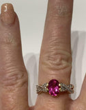 2.9ct Engagement Ring Oval Cut Pink Ruby Split Shank 14k Yellow Gold Finish