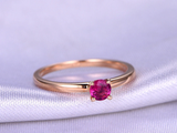 0.35ct Round Pink Ruby Engagement Ring Minimalist Solitaire 14k Rose Gold Finish