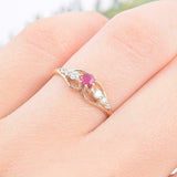 1.2ct Round Cut Pink Ruby Engagement Ring Petite Minimalist 14k Yellow Gold Over