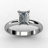 1ct Emerald Cut Diamond Classic Solitaire Engagement Ring Women 14k Gold Finish