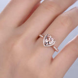 2ct Engagement Ring Heart Cut Morganite Diamond Accent Halo 14k Rose Gold Finish