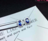 2.7ct Stud Earrings Oval Cut Sapphire Ballerina Cocktail Halo 14k WhiteGold Over