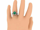 2.5ct Round Green Emerald Engagement Ring Split Shank Halo 14k White Gold Finish